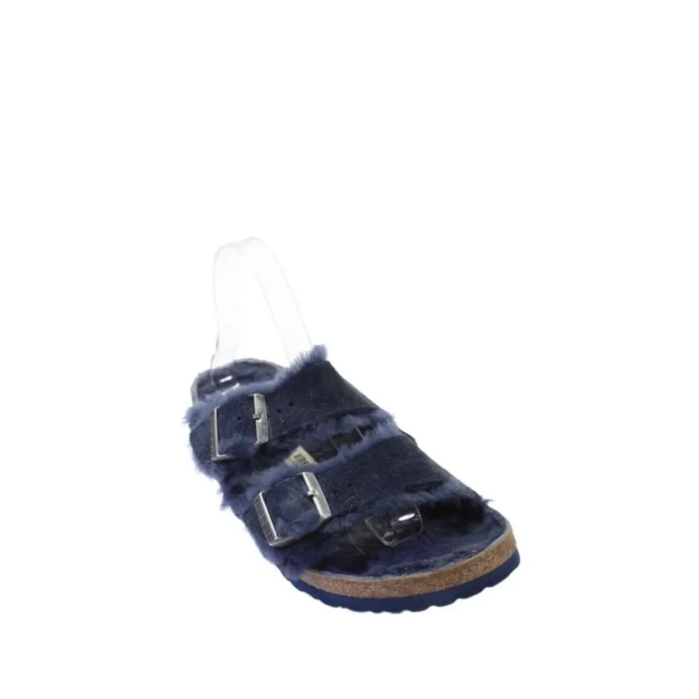 Birkenstock Womens Suede Faux Fur Lined Sandals Navy Size 40 10